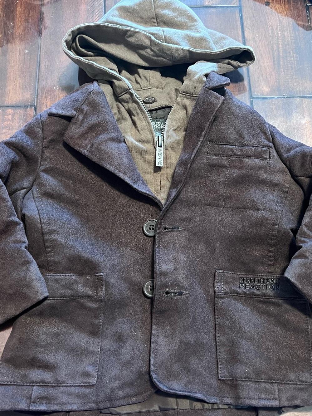 Kenneth Cole Reaction Men's Brown Hooded Pea Coat